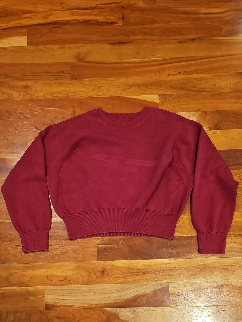 Aerie Burgundy Crewneck Crop Sweater